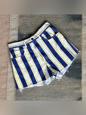 Vintage Striped Denim Mini Shorts 27”